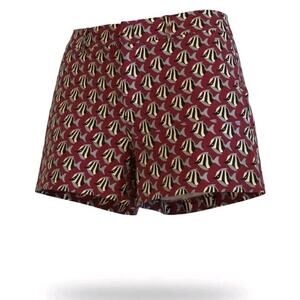 ANN TAYLOR Sz 10 Burgundy White Gray Zebra Fish Casual Shorts Stretch Cotton NWT